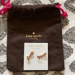 BNWT Kate Spade Rose Gold Love Notes Bow Earrings